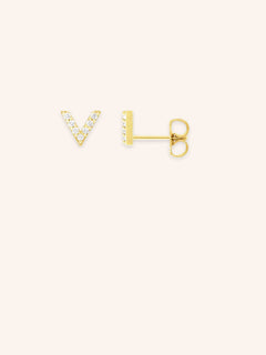 V Diamond Chevron Stud Earrings