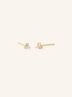 Classic Triangle 3-Prong Diamond Stud Earrings 14k yellow gold