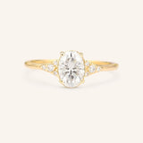 White Shade Oval Diamond Cluster Engagement Ring