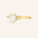 White Shade Oval Diamond Cluster Engagement Ring