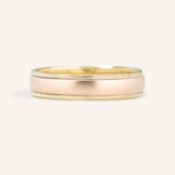 Coupled Wrought Two Tone Half Round Wedding Band