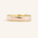 Coupled Wrought Two Tone Half Round Wedding Band