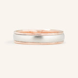 Coupled Wrought Two Tone Half Round Wedding Band