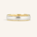 Coupled Wrought Two Tone Half Round Wedding Band
