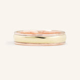 Coupled Wrought Two Tone Half Round Wedding Band