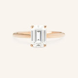 Morning Rose Emerald Cut Moissanite Engagement Ring
