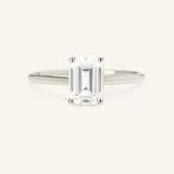 Morning Rose Emerald Cut Moissanite Engagement Ring