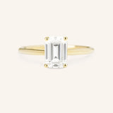 Morning Rose Emerald Cut Moissanite Engagement Ring