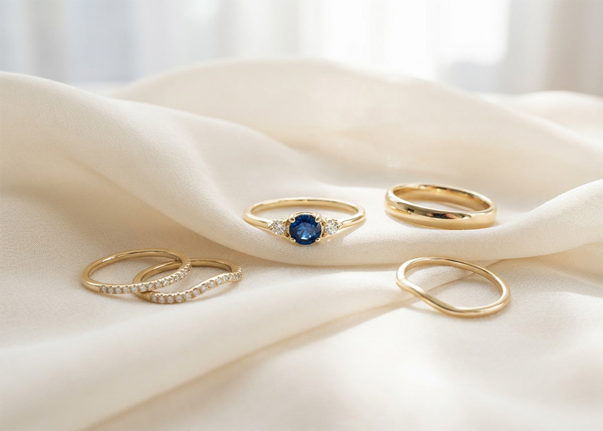 Wedding Bands That Fit the Forget Me Not Round Three Stone Ring