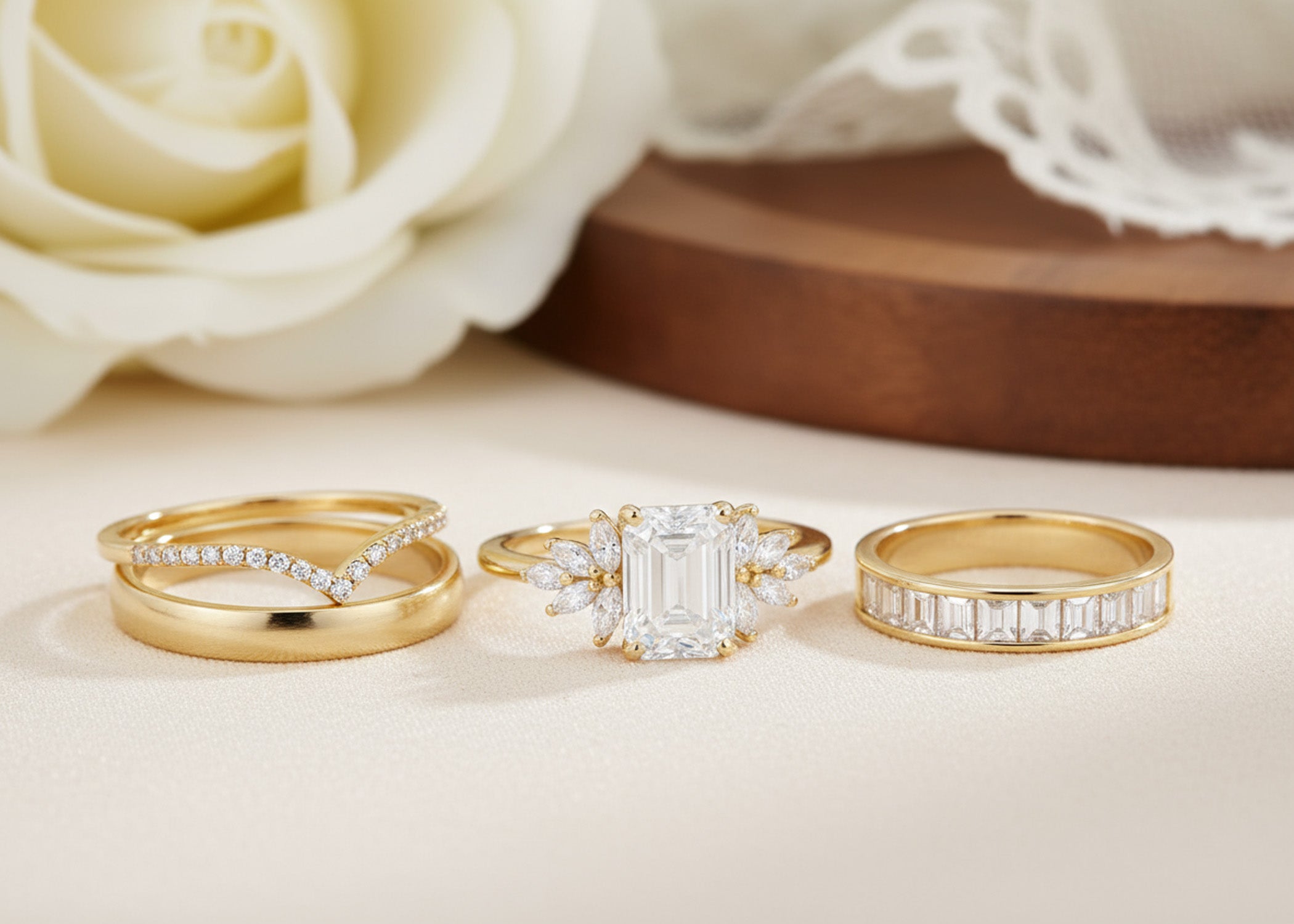 Wedding Bands That Fit the Emme Emerald Cut Diamond Engagement Ring