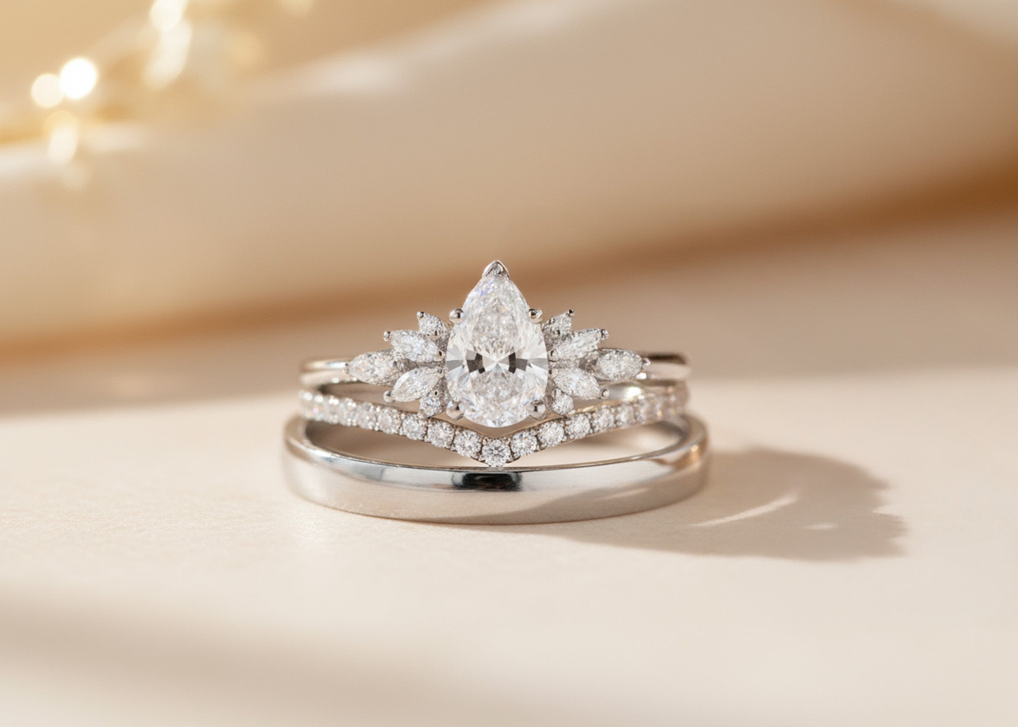 Wedding Bands That Fit the Janess Pear Shape Diamond Engagement Ring