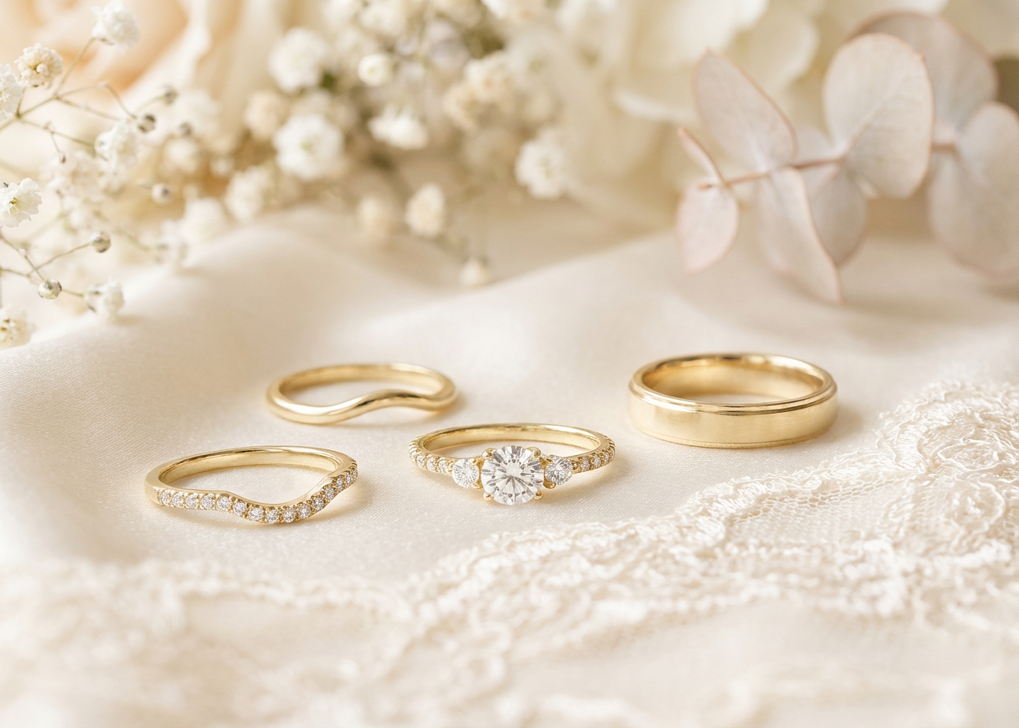 Wedding Bands That Fit the Starlight Round Three Stone Engagement Ring