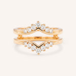 Rose gold Granby double band diamond ring guard front view on white background