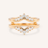 Rose gold Granby double band diamond ring guard front view on white background