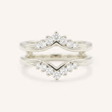 White gold Granby double band diamond ring guard front view on white background