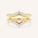 Yellow gold Granby double band diamond ring guard front view on white background