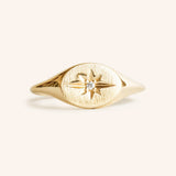 Diamond Starburst Signet Ring