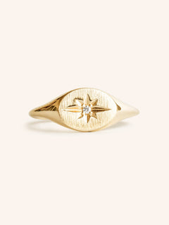 Diamond Starburst Signet Ring