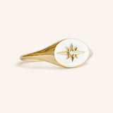 Diamond Starburst Signet Ring