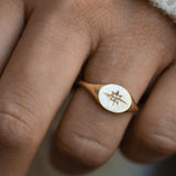 Diamond Starburst Signet Ring