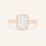 Ayame Emerald Cut Diamond Halo Engagement Ring