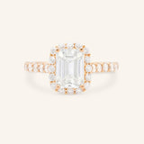 Ayame Emerald Cut Diamond Halo Engagement Ring