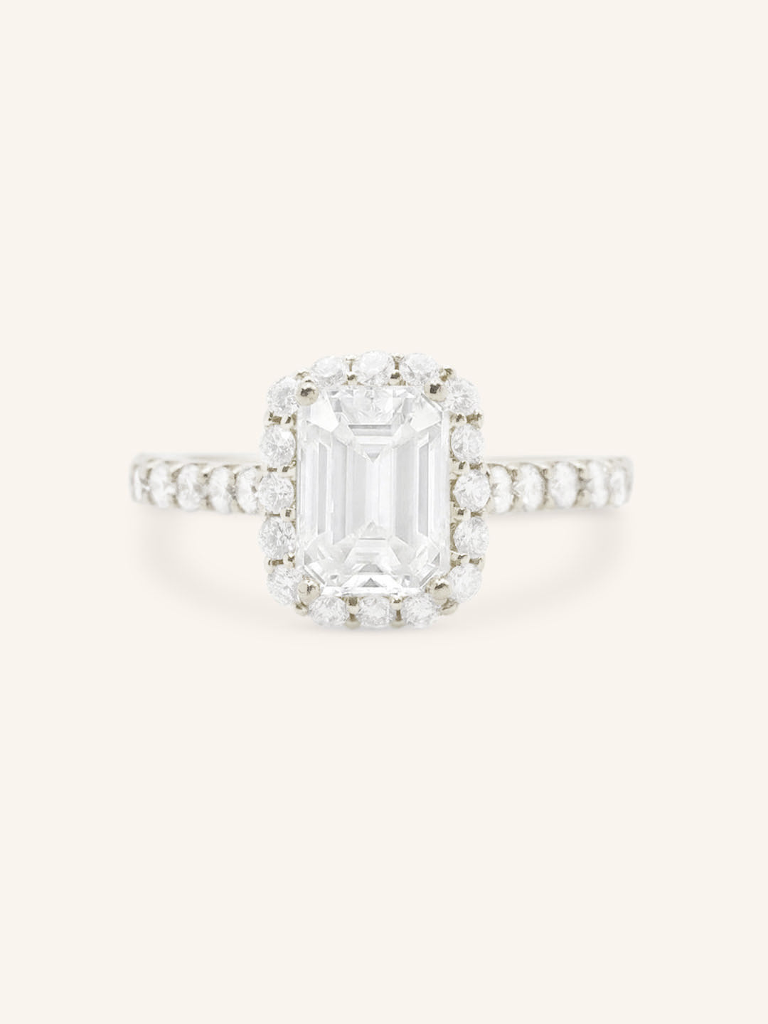 Ayame Emerald Cut Diamond Halo Engagement Ring