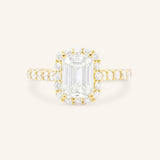 Ayame Emerald Cut Diamond Halo Engagement Ring