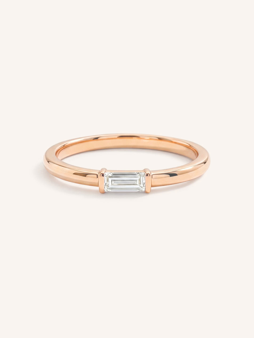 Rose Gold Newport Straight Baguette Diamond Ring front view on white background