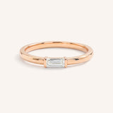 Rose Gold Newport Straight Baguette Diamond Ring front view on white background