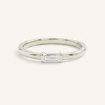 White Gold Newport Straight Baguette Diamond Ring front view on white background