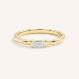 Yellow Gold Newport Straight Baguette Diamond Ring front view on white background