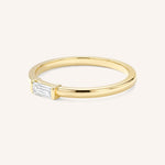 Yellow Gold Newport Straight Baguette Diamond Ring side view on white background