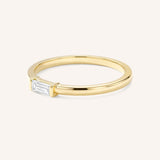 Yellow Gold Newport Straight Baguette Diamond Ring side view on white background