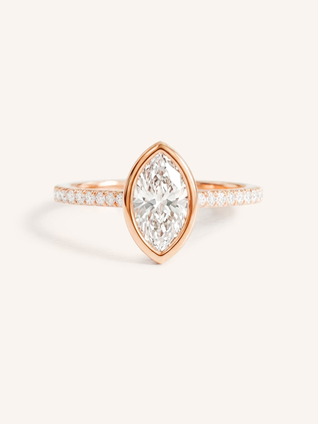 DM Marquise Bezel Set Accented Diamond Engagement Ring
