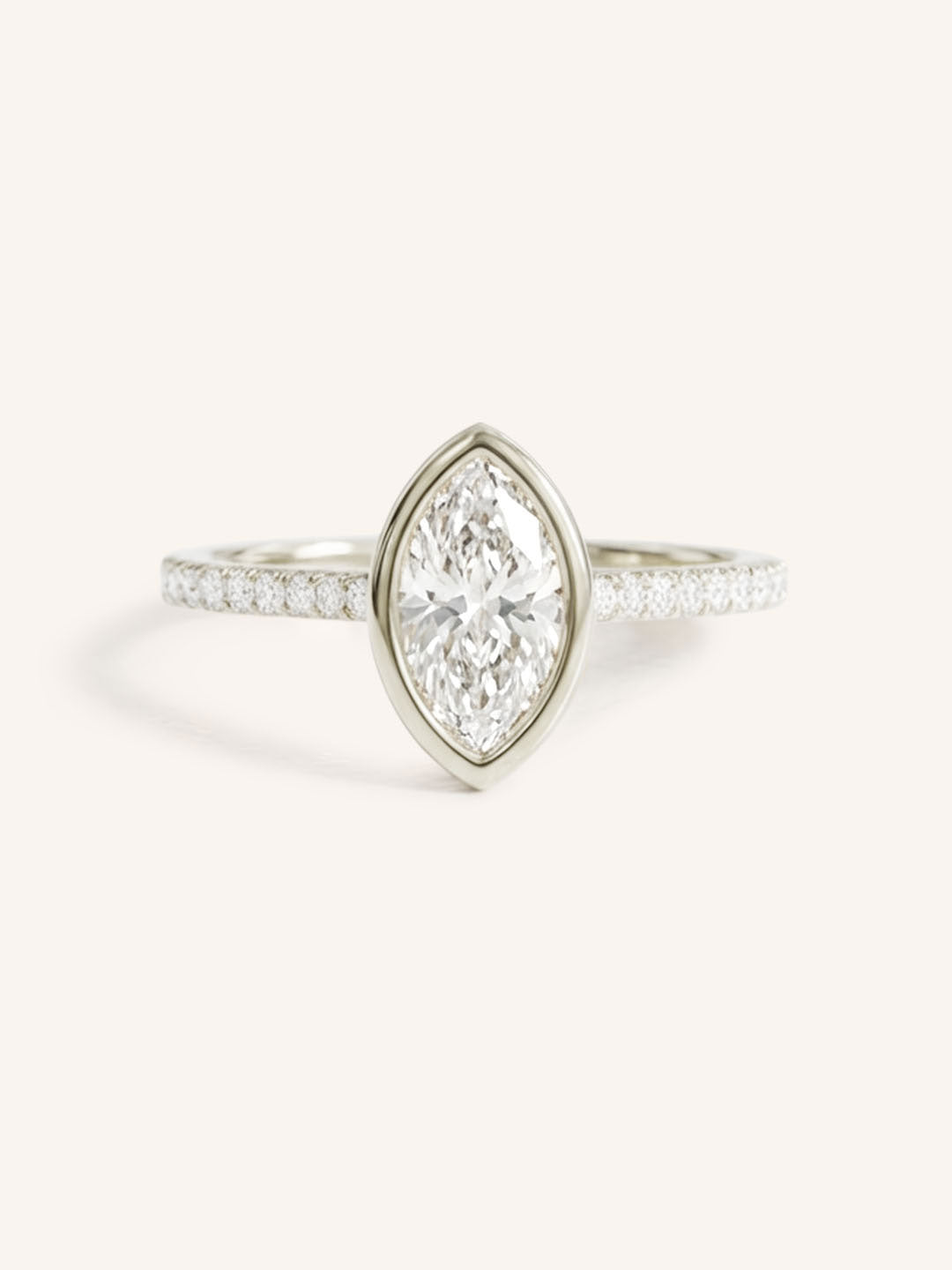 DM Marquise Bezel Set Accented Diamond Engagement Ring