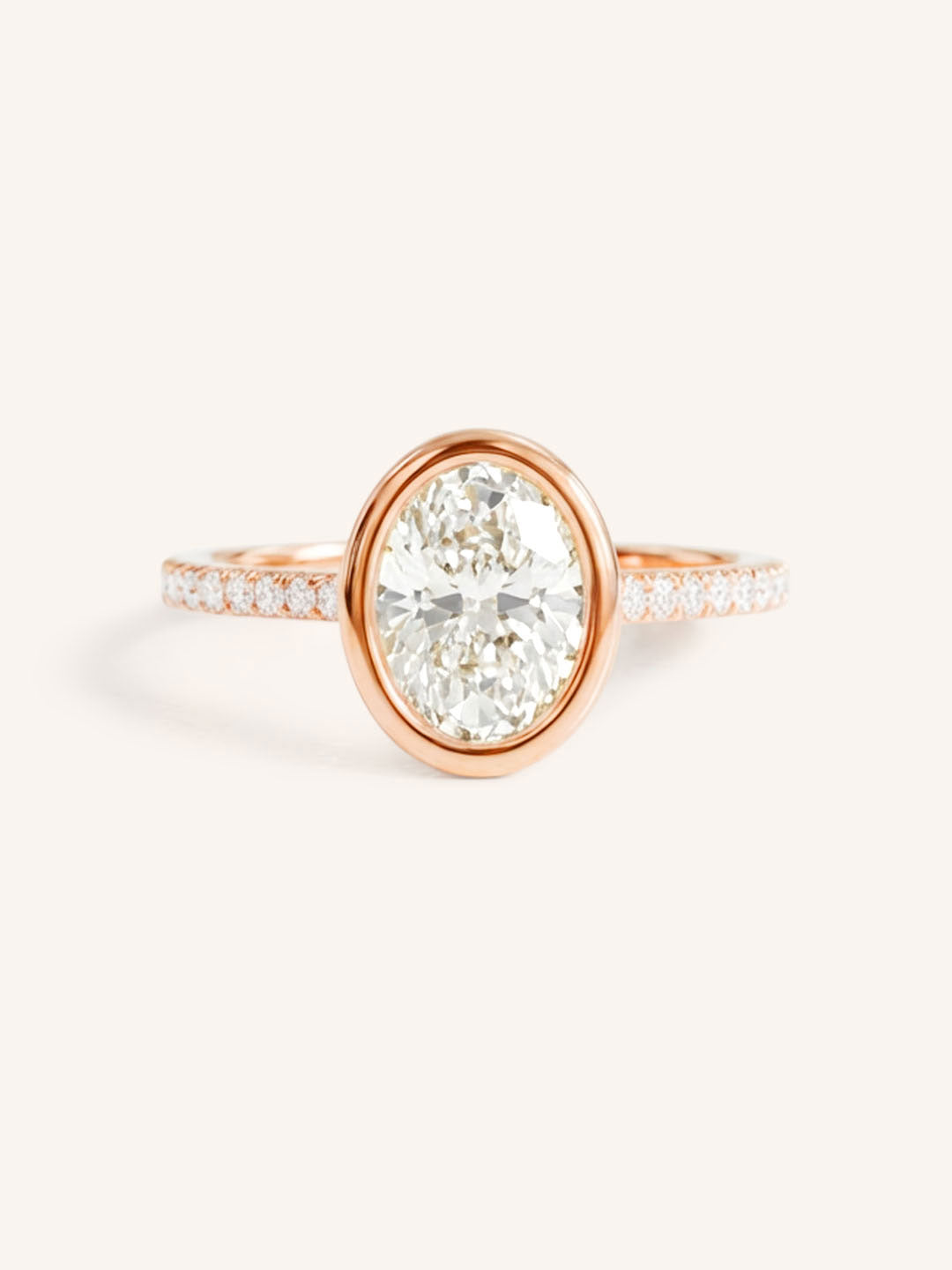 DM Oval Bezel Set Accented Diamond Engagement Ring