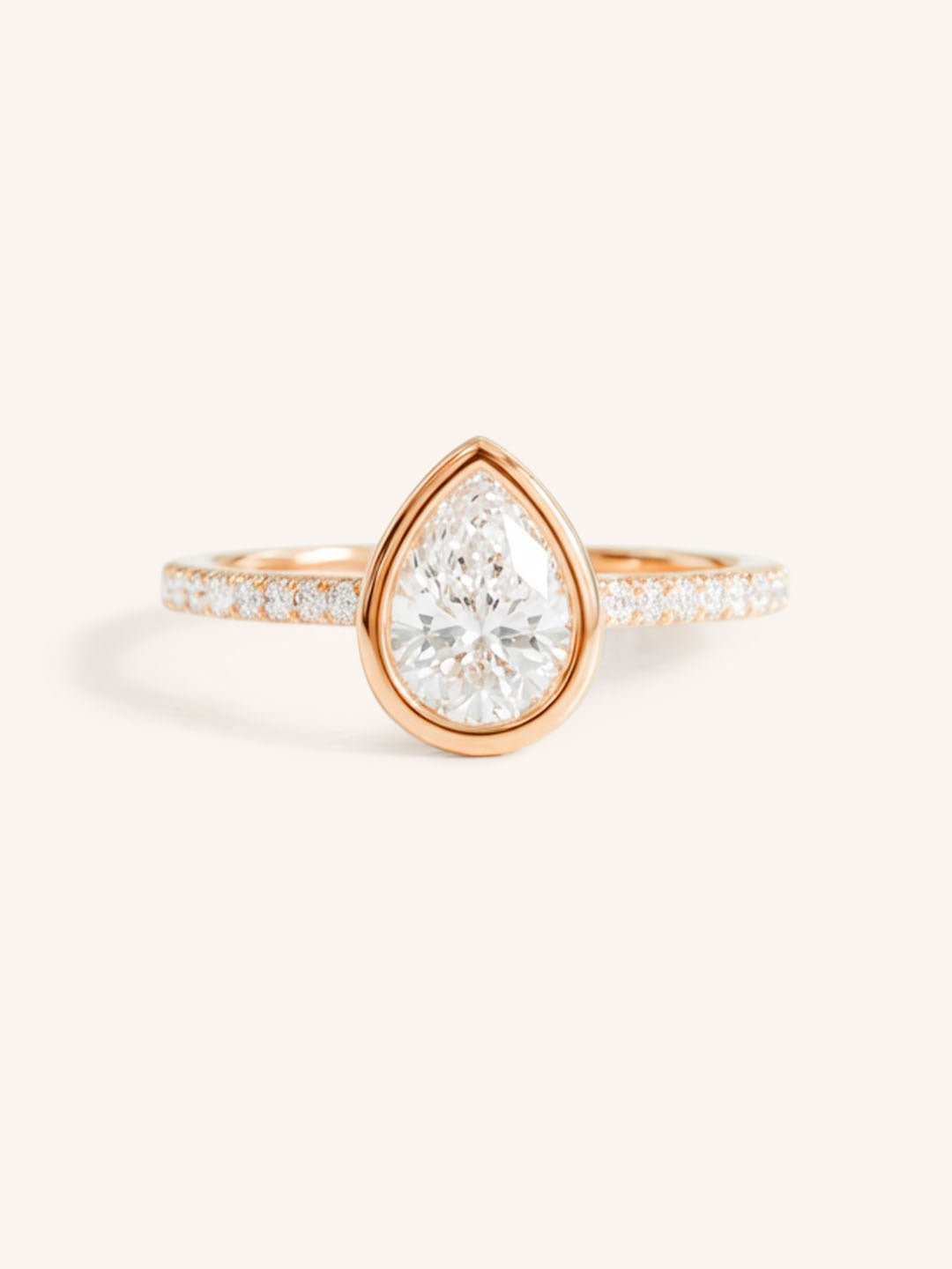 DM Pear Bezel Set Accented Diamond Engagement Ring