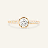 DM Round Bezel Set Accented Diamond Engagement Ring