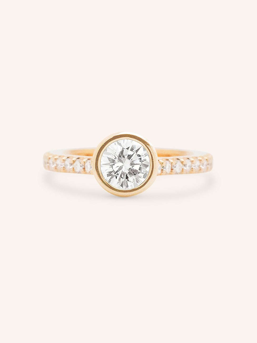 DM Round Bezel Set Accented Diamond Engagement Ring