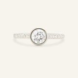 DM Round Bezel Set Accented Diamond Engagement Ring