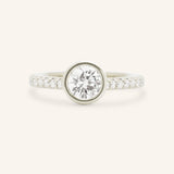 DM Round Bezel Set Accented Diamond Engagement Ring