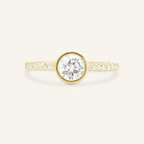 DM Round Bezel Set Accented Diamond Engagement Ring