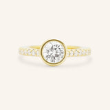 DM Round Bezel Set Accented Diamond Engagement Ring