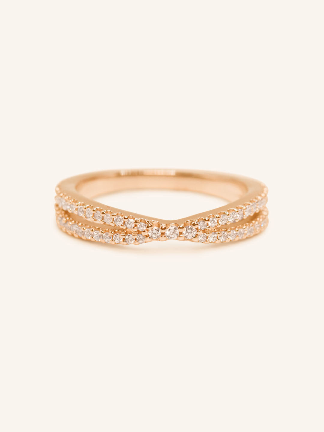 Criss Cross Diamond Intersecting Ring