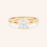Rose Gold Levana Cushion Diamond Twist Accented Engagement Ring front view on white background