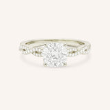 White Gold Levana Cushion Diamond Twist Accented Engagement Ring front view on white background