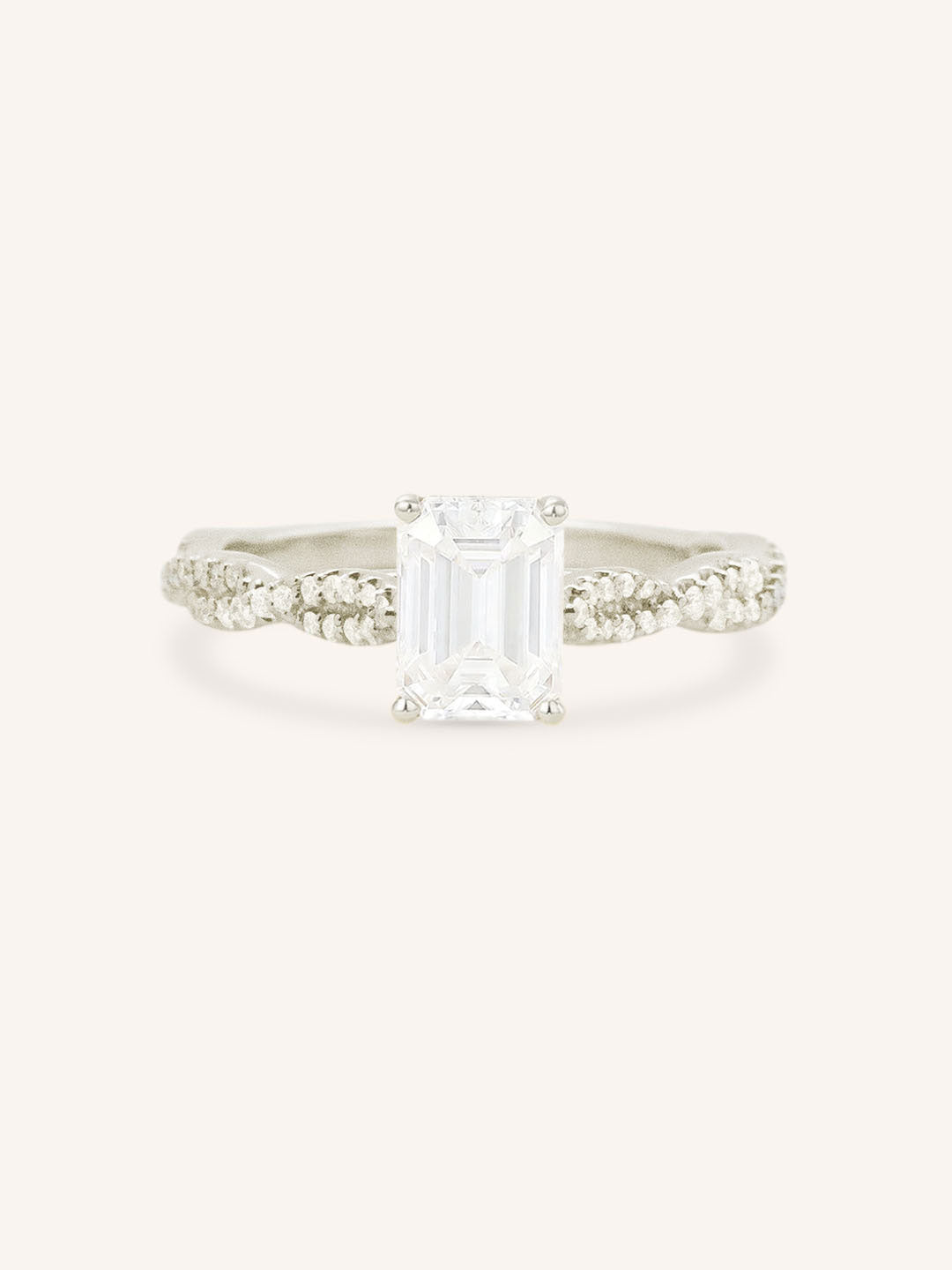 Levana Emerald Cut Diamond Twist Accented Engagement Ring
