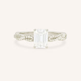 Levana Emerald Cut Diamond Twist Accented Engagement Ring