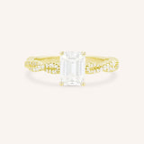 Levana Emerald Cut Diamond Twist Accented Engagement Ring